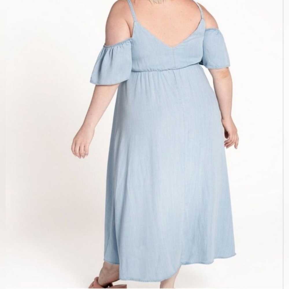 Eloquii Chambray Cold Shoulder Midi Dress Size 16… - image 3