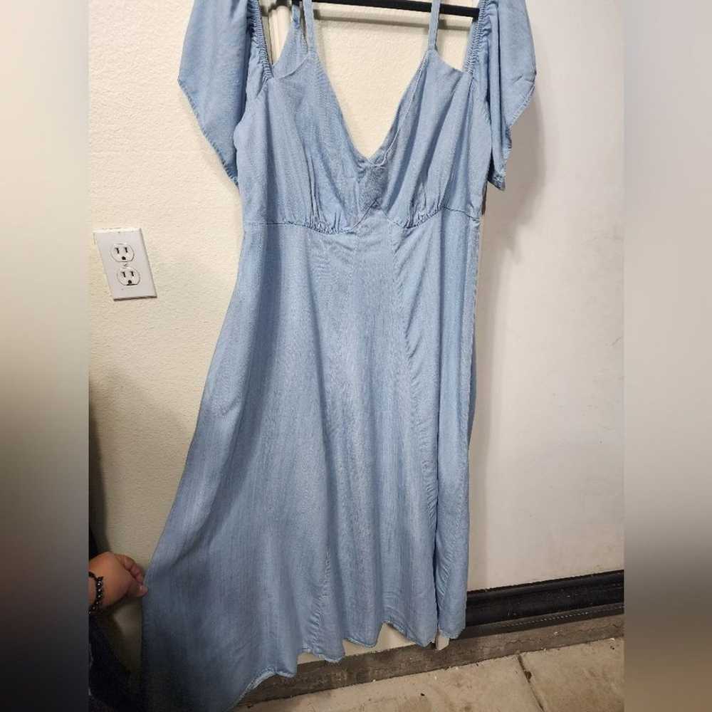 Eloquii Chambray Cold Shoulder Midi Dress Size 16… - image 4