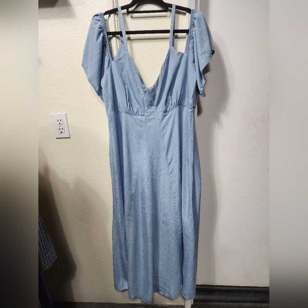 Eloquii Chambray Cold Shoulder Midi Dress Size 16… - image 5