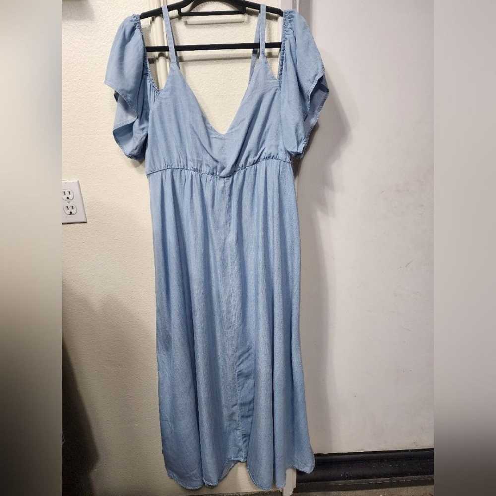 Eloquii Chambray Cold Shoulder Midi Dress Size 16… - image 7