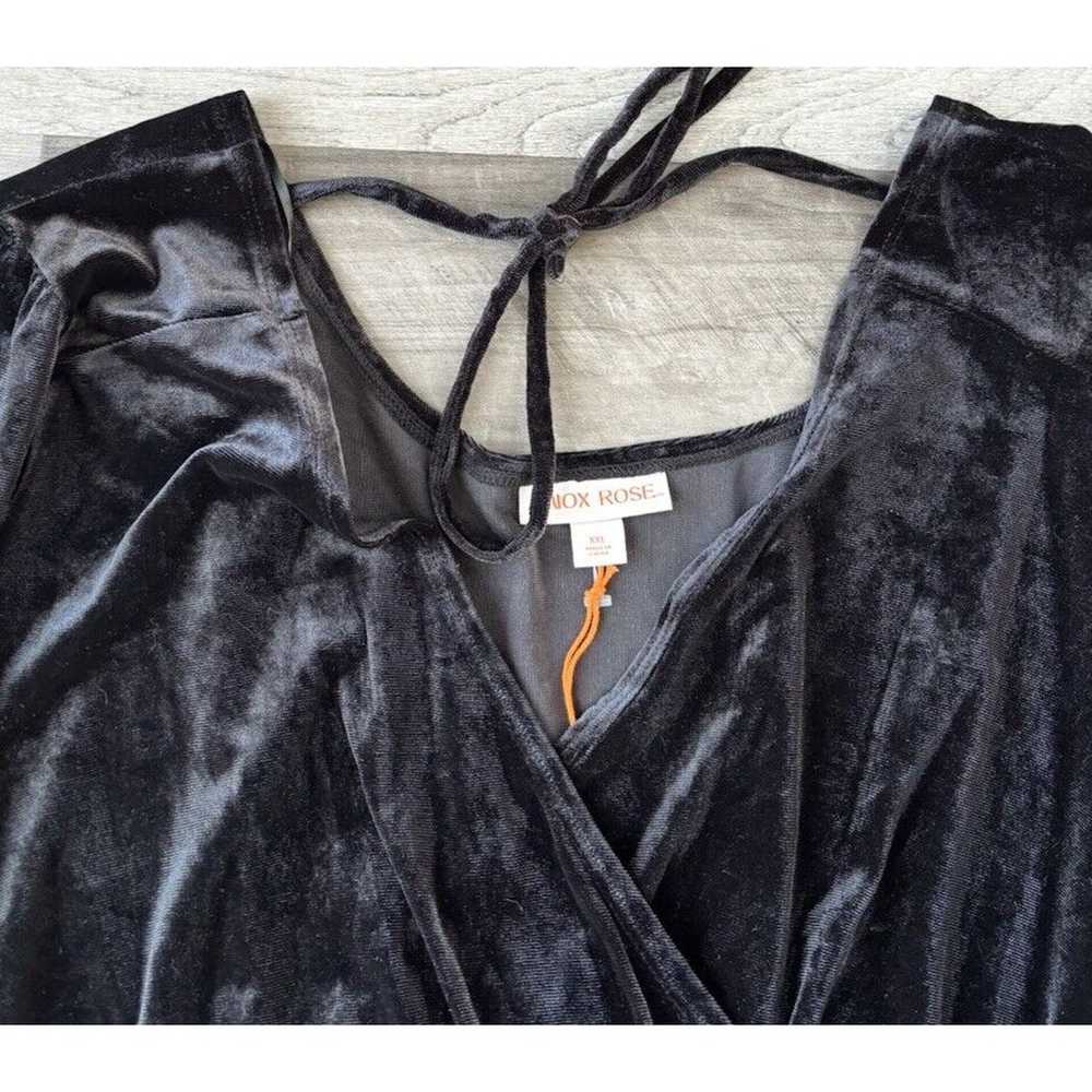 Knox Rose Black Boho Velvet Maxi Dress New V-Neck… - image 5