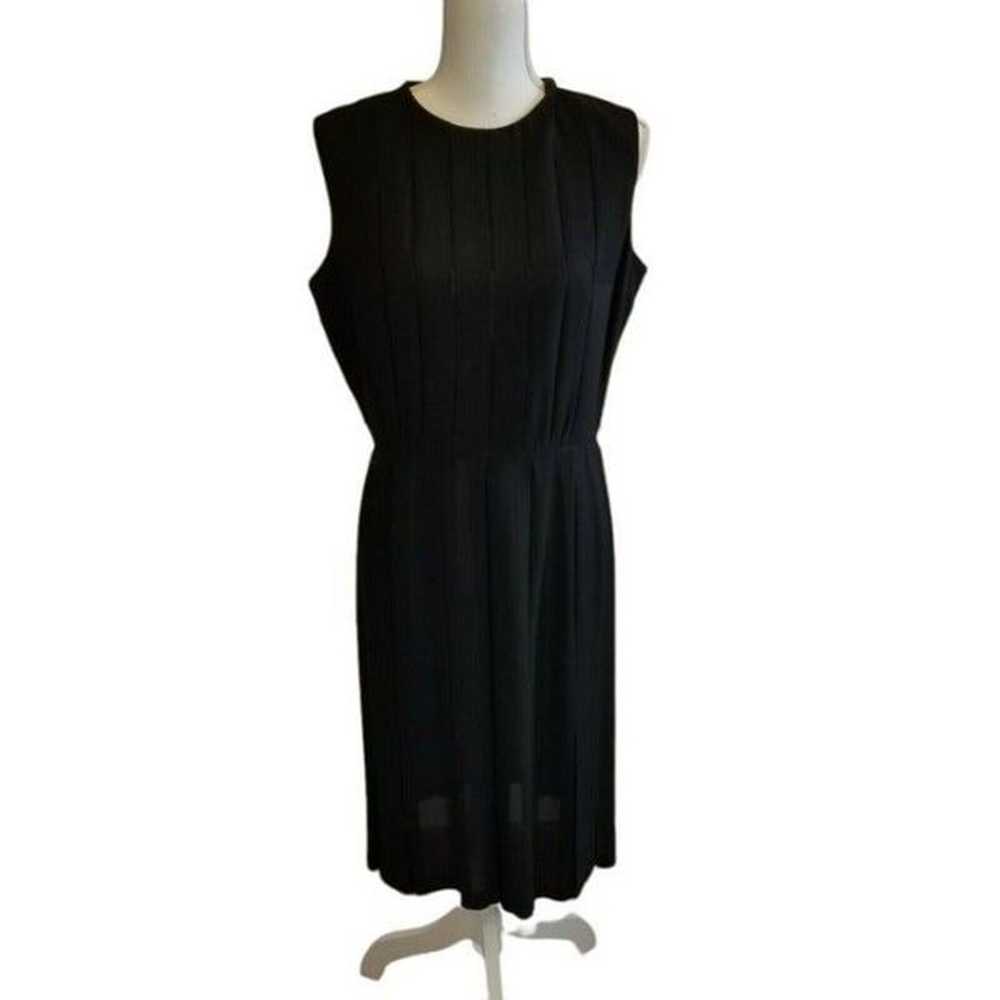 Vintage 60s 70s Black Sheath Dress Accordion Plea… - image 1