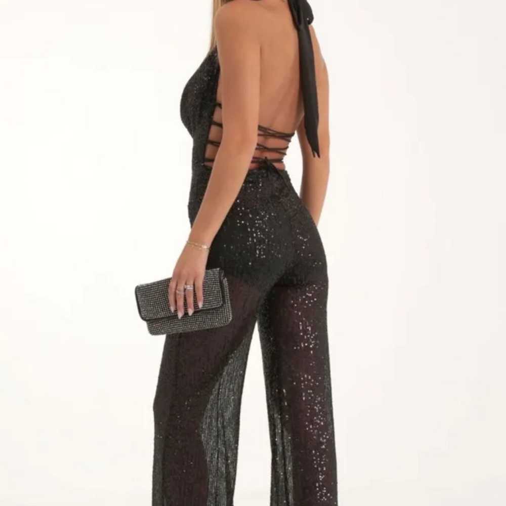 Dasia Sequin Jumpsuit in Black Lucy in the Sky - image 2