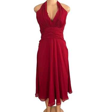 Hale Bob Red Silk Halter Tie Shoulder Mini hot Coctail Dress XS