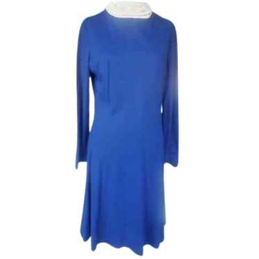 Vintage 70s Blue Mini Long Sleeve Dress Size 12 - image 1