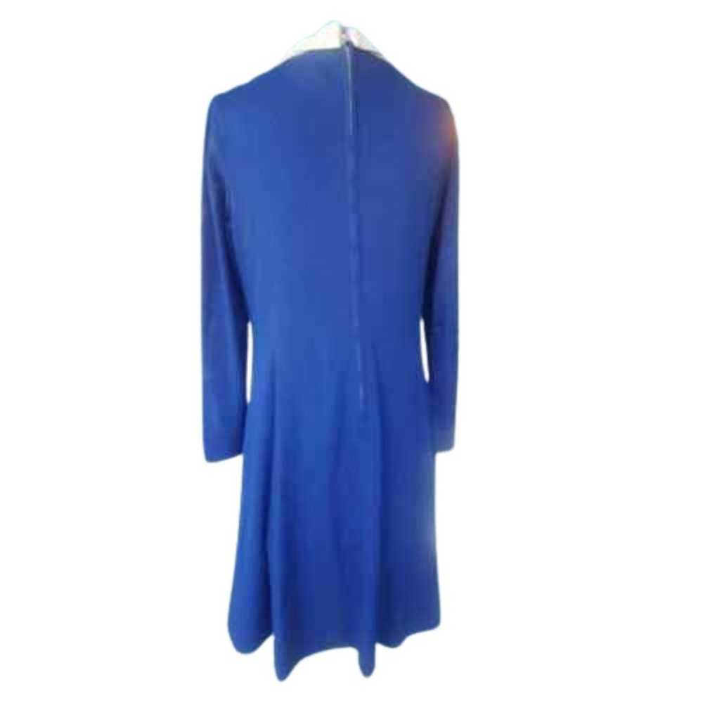 Vintage 70s Blue Mini Long Sleeve Dress Size 12 - image 2