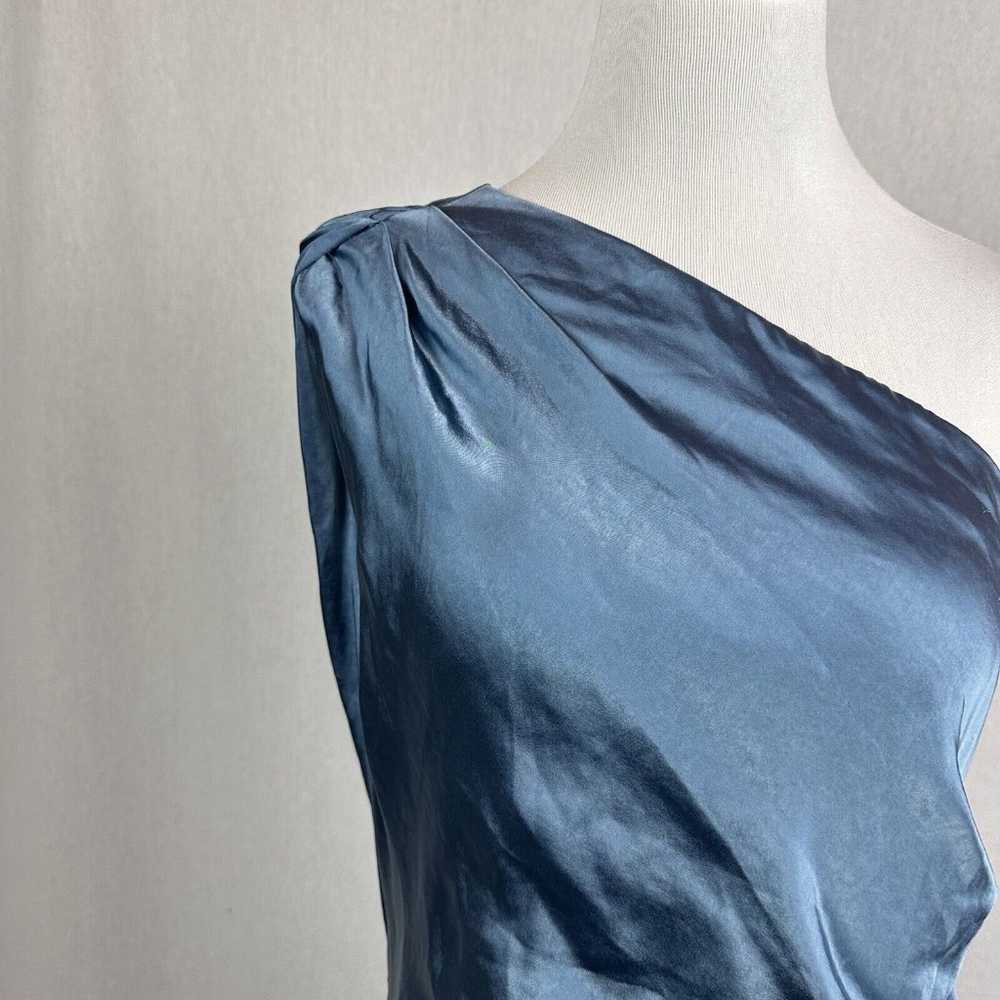 Elliatt cassini dress one shoulder blue satin L - image 5