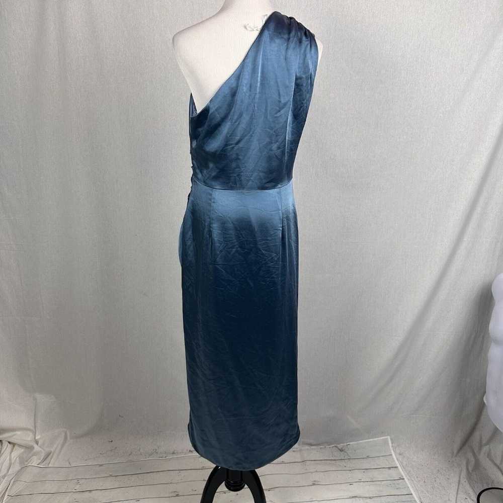 Elliatt cassini dress one shoulder blue satin L - image 8