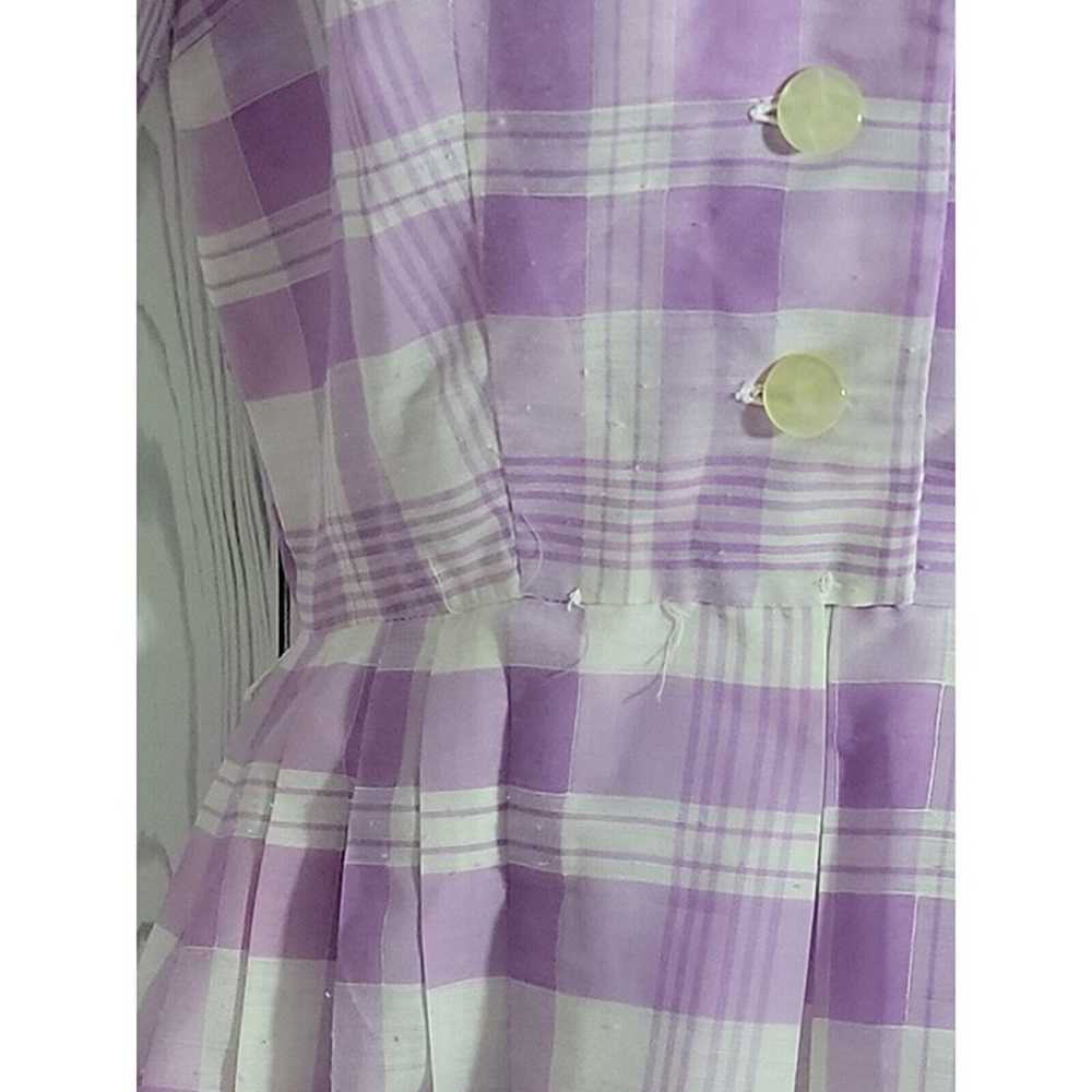 Nelly Don Sailor Collar Purple Plaid 50's Dress - image 10