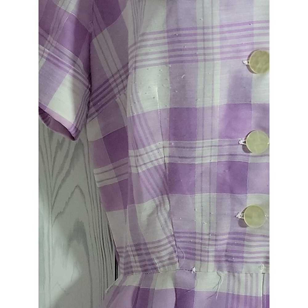 Nelly Don Sailor Collar Purple Plaid 50's Dress - image 4