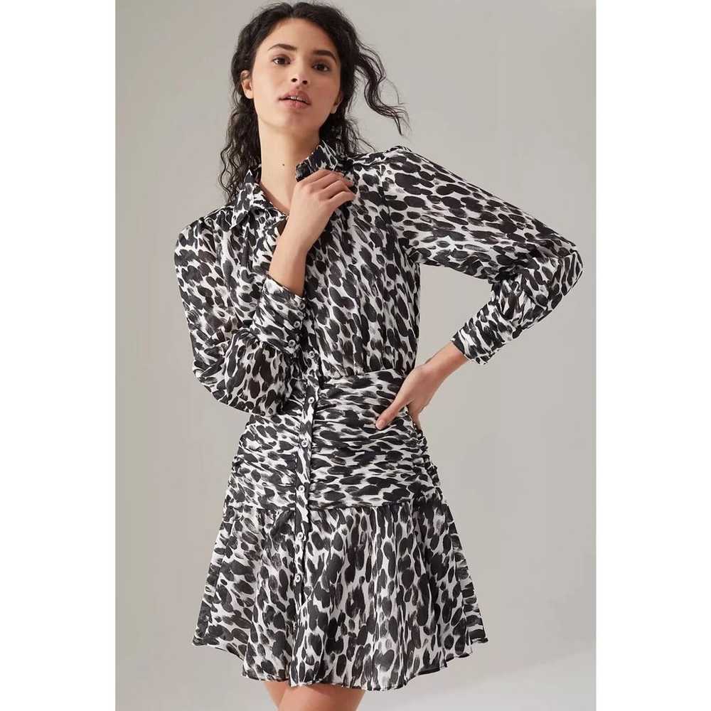 Anthropologie Maeve Semele Mini Dress Leopard Bla… - image 1