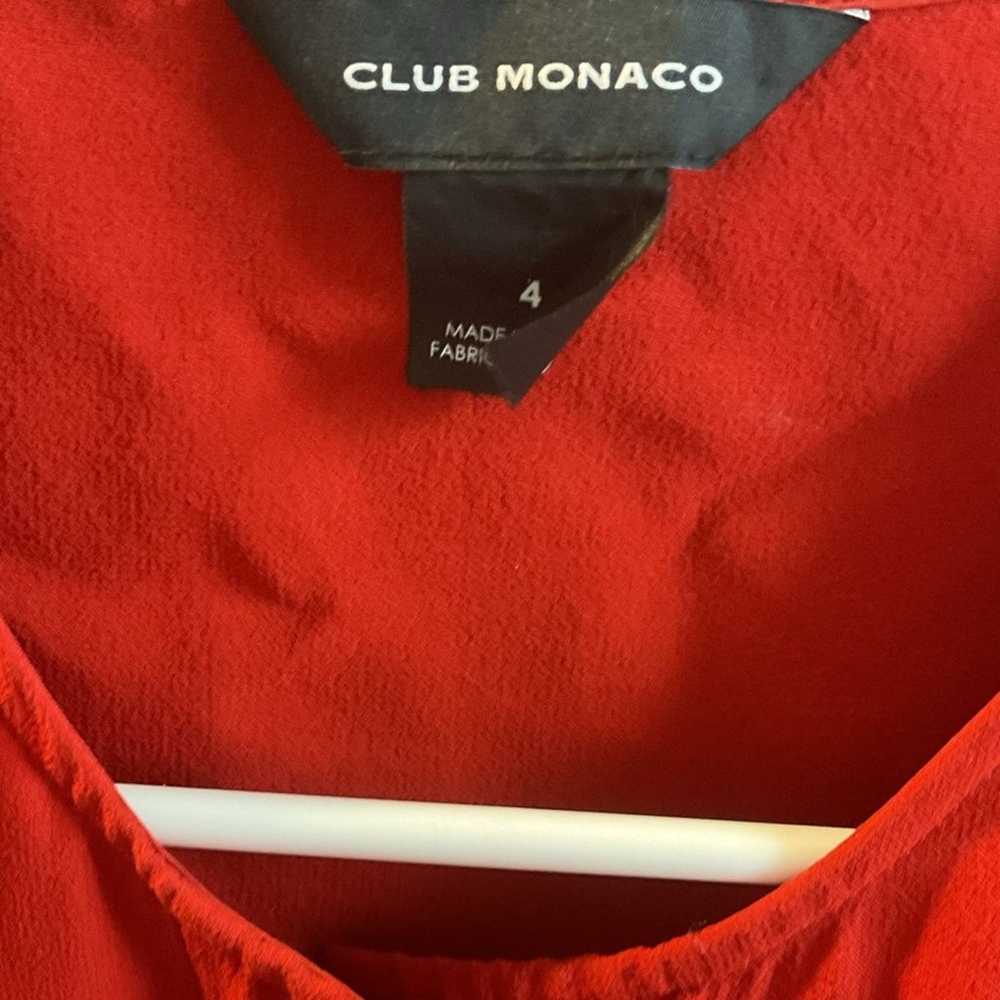 Club Monaco Red Shirttail Belted Silk Button Down… - image 7