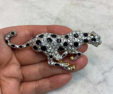 Vintage rhinestone enamel panther - Gem