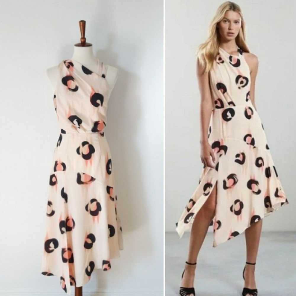 Reiss | Roya Abstract Leopard Midi Dress in Pink - image 1
