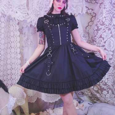  Gothic Vintage Lace Patchwork Women Dress Plus Size Goth  Bandage Ladies Spaghetti Strap Dresses(Black,L): Clothing, Shoes & Jewelry