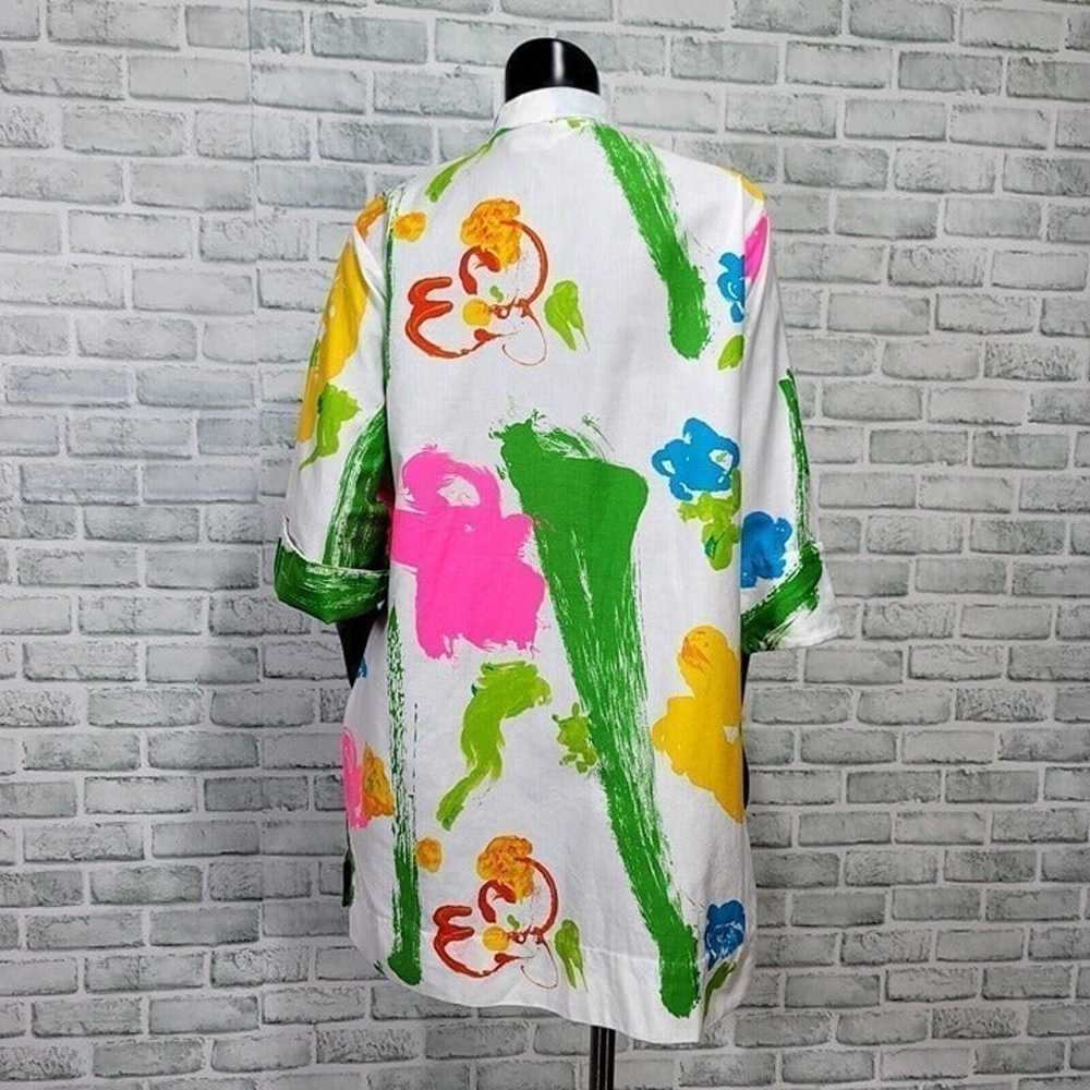 Vintage 70s CATHERINE OGUST S/M Neon Abstract Flo… - image 11