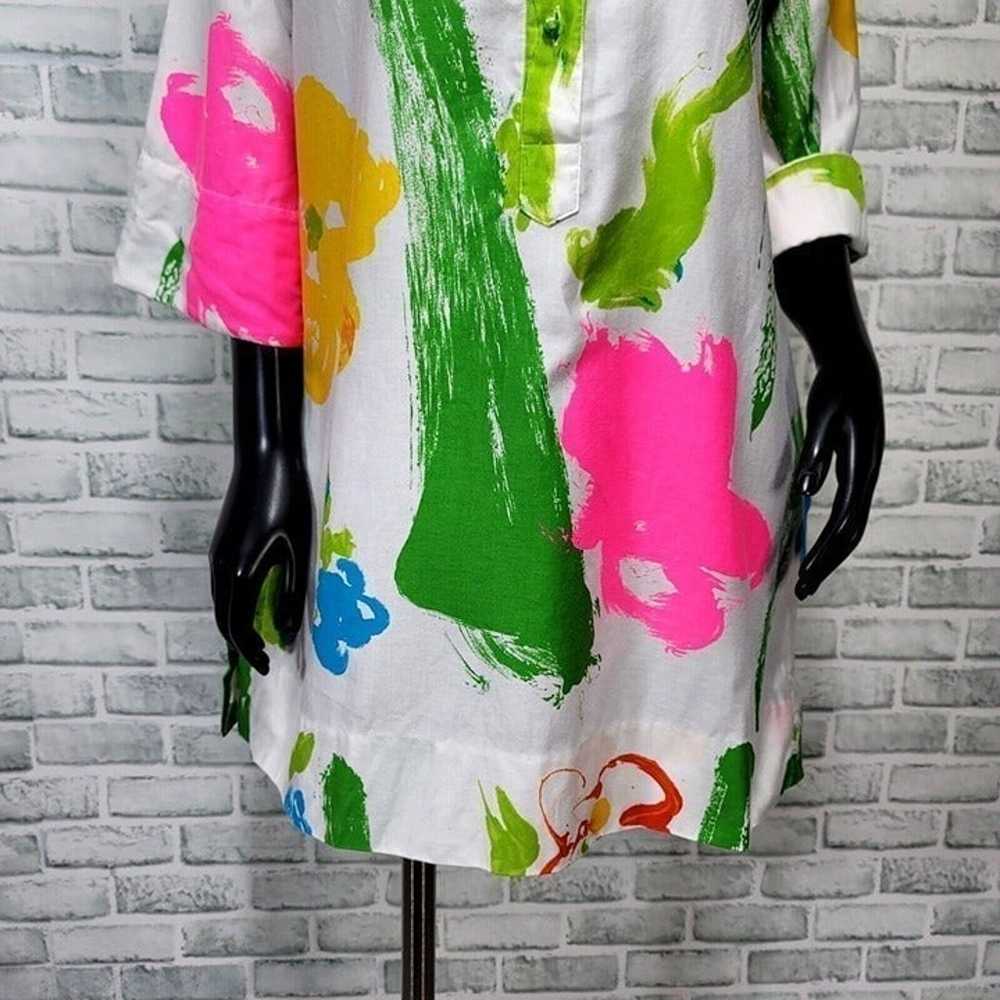 Vintage 70s CATHERINE OGUST S/M Neon Abstract Flo… - image 5
