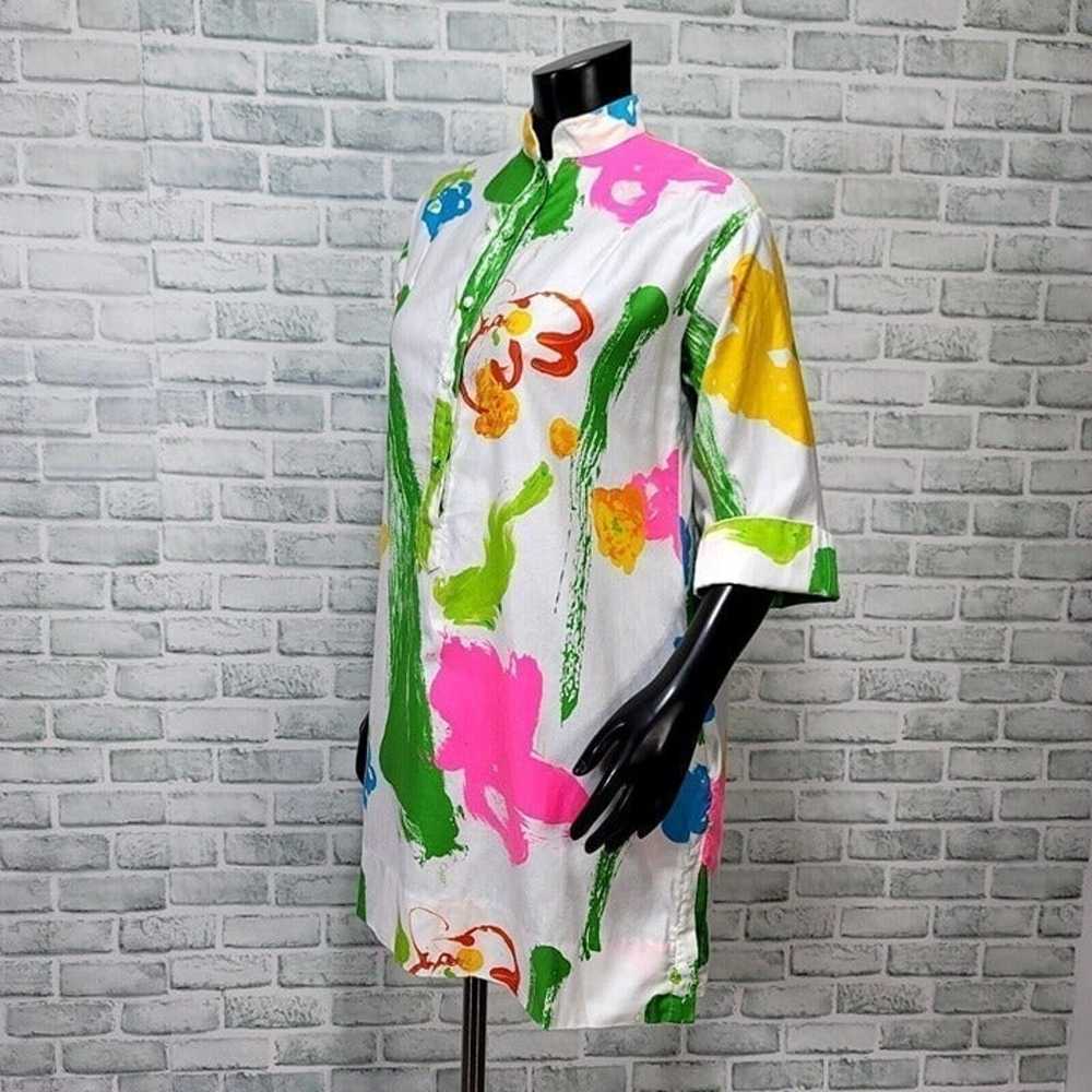 Vintage 70s CATHERINE OGUST S/M Neon Abstract Flo… - image 9