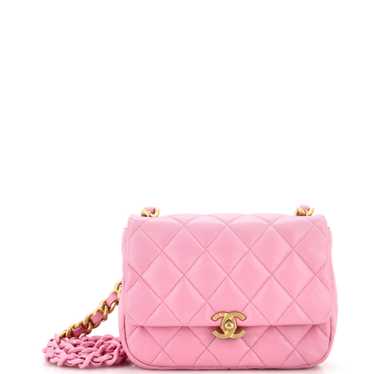 CHANEL Lacquered Metal CC Flap Bag Quilted Lambski