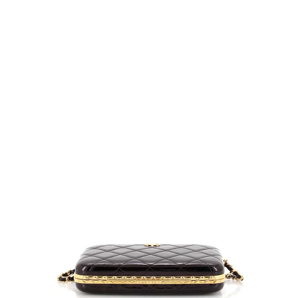 CHANEL Framed Box Clutch with Chain Quilted Paten… - image 5