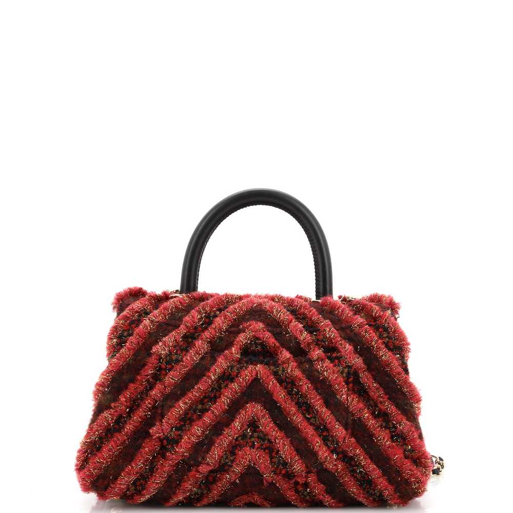 CHANEL Coco Top Handle Bag Chevron Tweed and Frin… - image 4