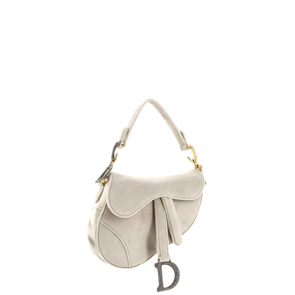 Christian Dior Saddle Handbag Velvet with Crystal… - image 2