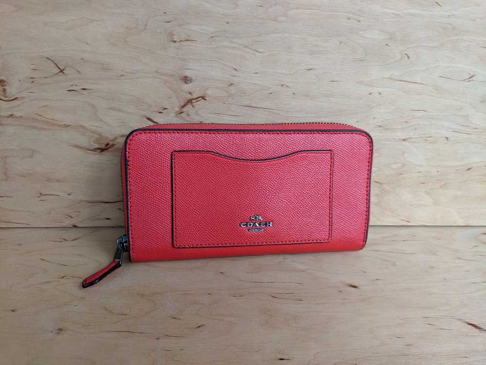 Coach Coach Accordion Zip Wallet Red Orange Silver - image 1