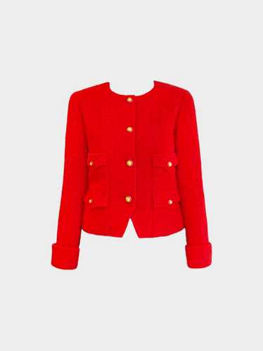 Chanel Fall 1993 Red COCO Button Tweed Jacket