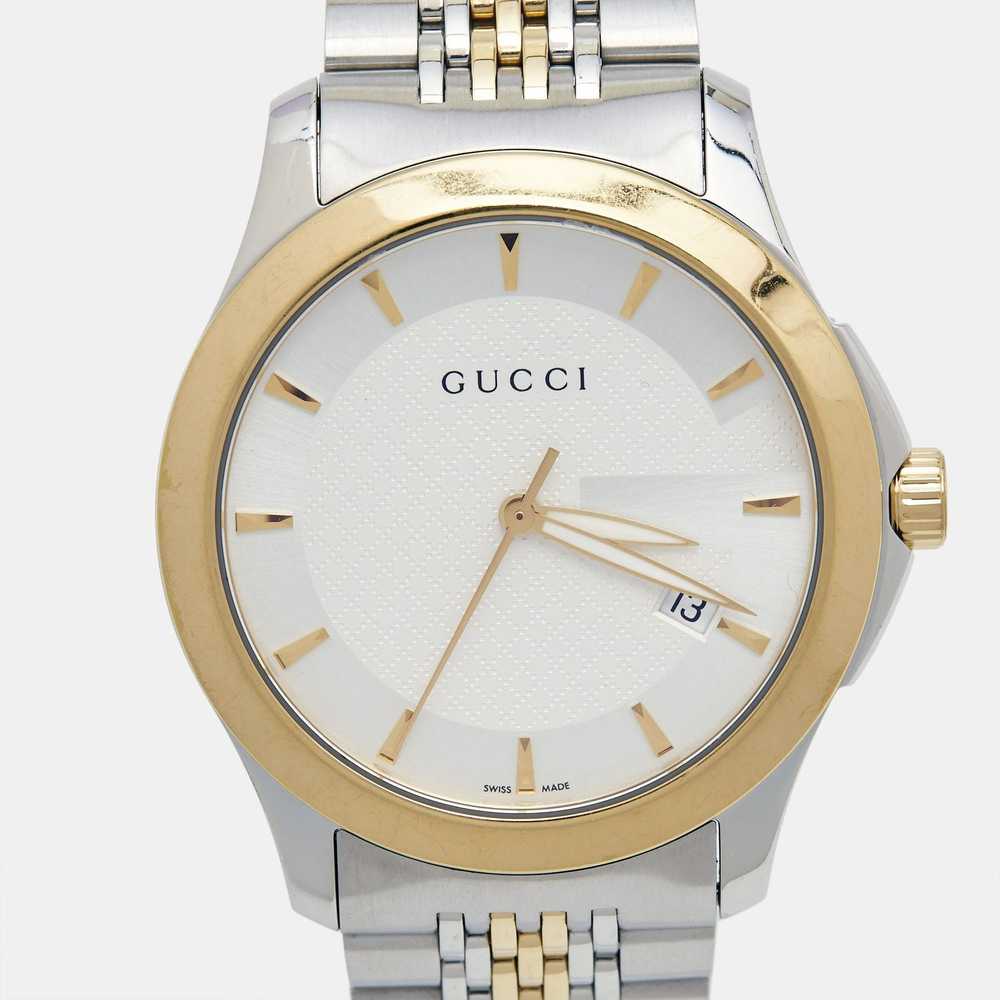 Gucci GUCCI Silver Two-Tone Stainless Steel G-Tim… - image 3