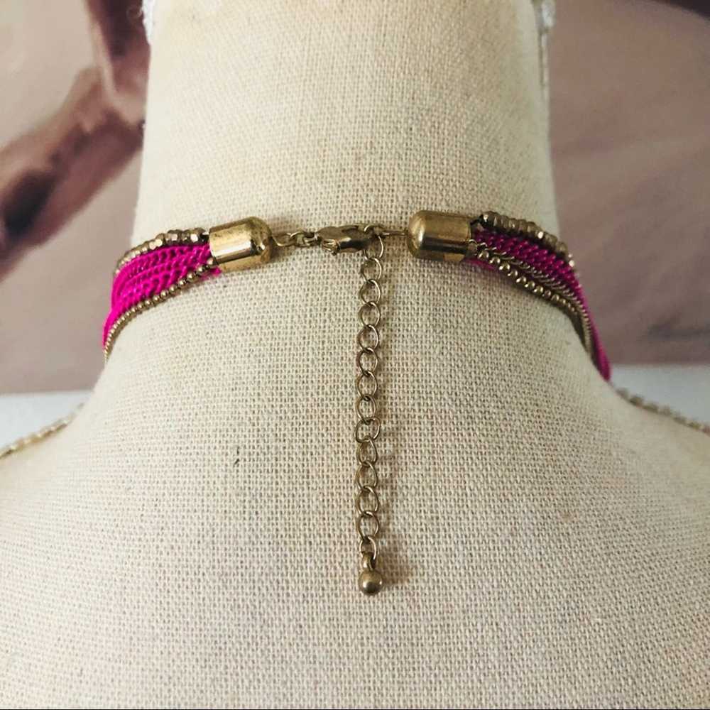 Jewelry Multi strand pink chain brass sparkle bea… - image 4