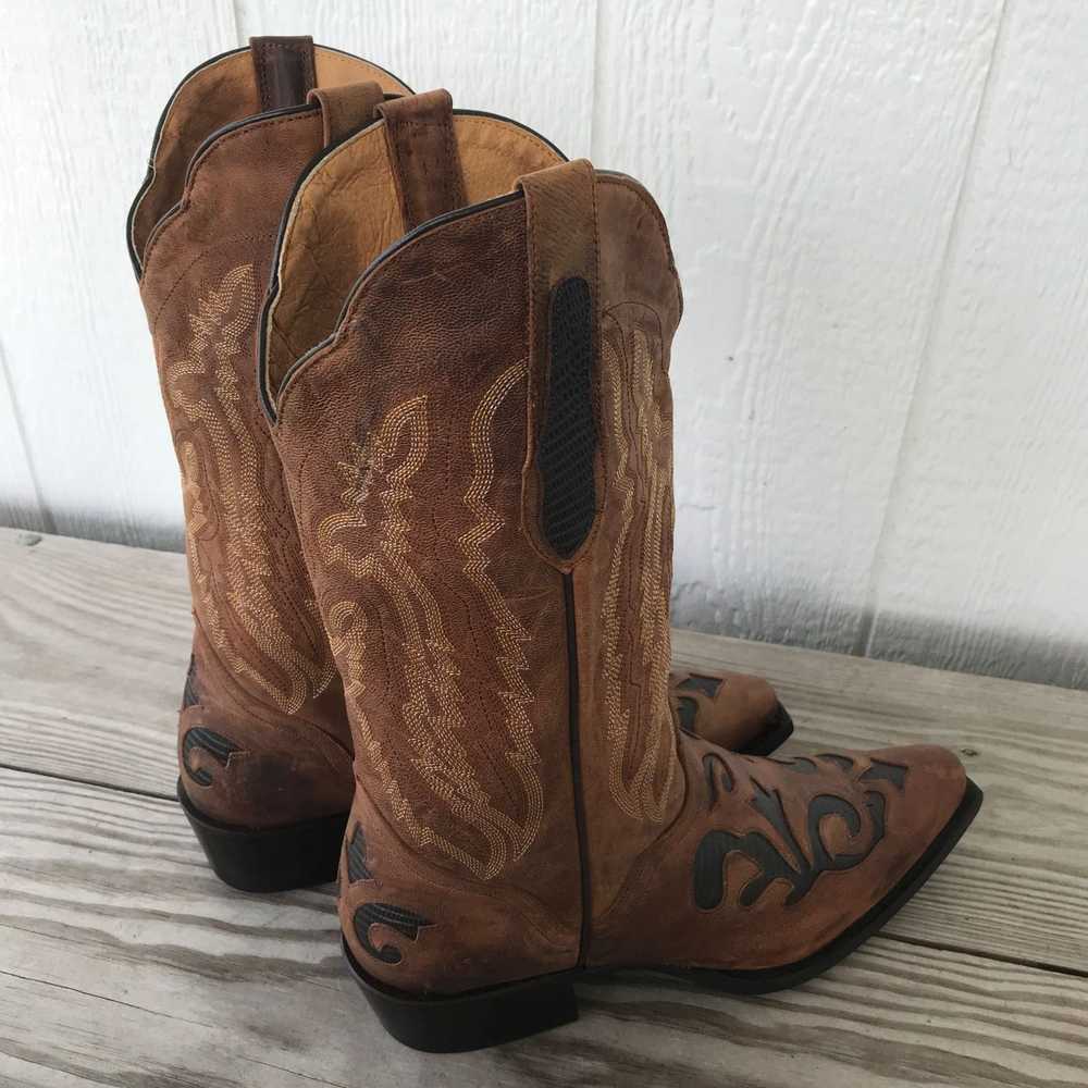 Other JB Dillon Goatskin Men Brown Leather Inlaid… - image 10