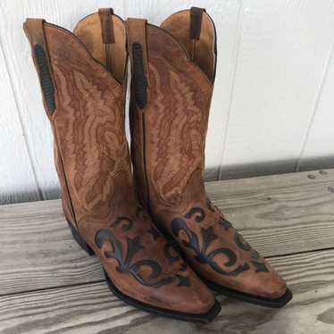 Other JB Dillon Goatskin Men Brown Leather Inlaid… - image 1