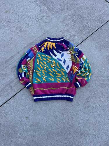 Designer Carducci Sweater Multi Color Knit Size L - image 1