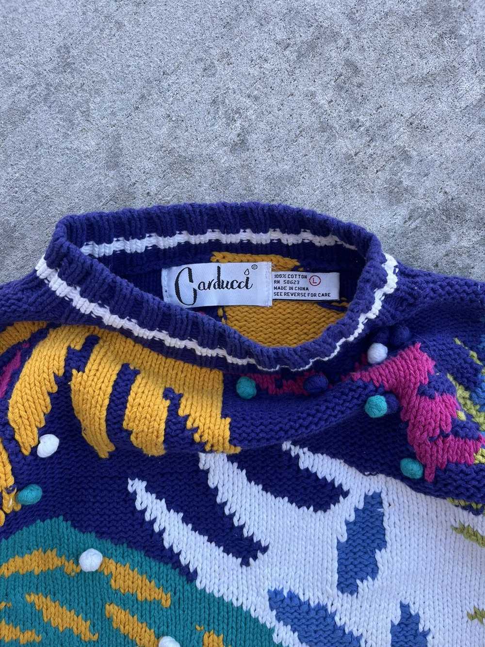 Designer Carducci Sweater Multi Color Knit Size L - image 2