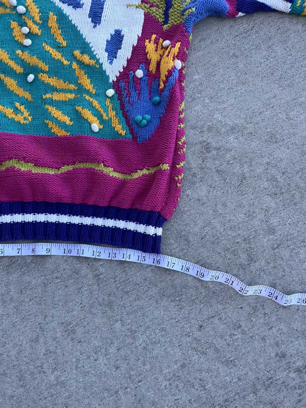 Designer Carducci Sweater Multi Color Knit Size L - image 3