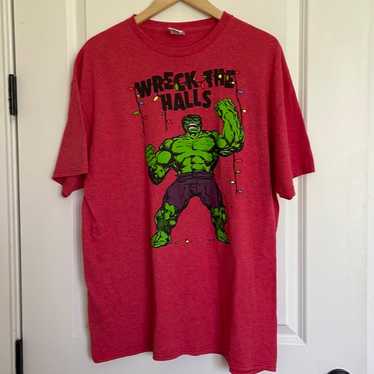 Incredible Hulk Christmas T-Shirt Red XL - image 1