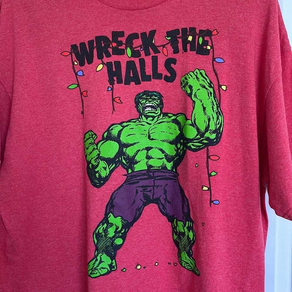 Incredible Hulk Christmas T-Shirt Red XL - image 2