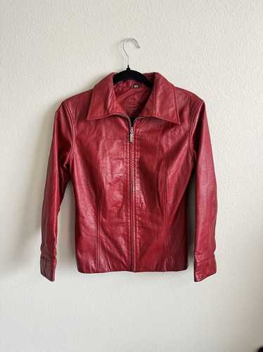 Leather Jacket × Vintage Vintage Women Red leathe… - image 1