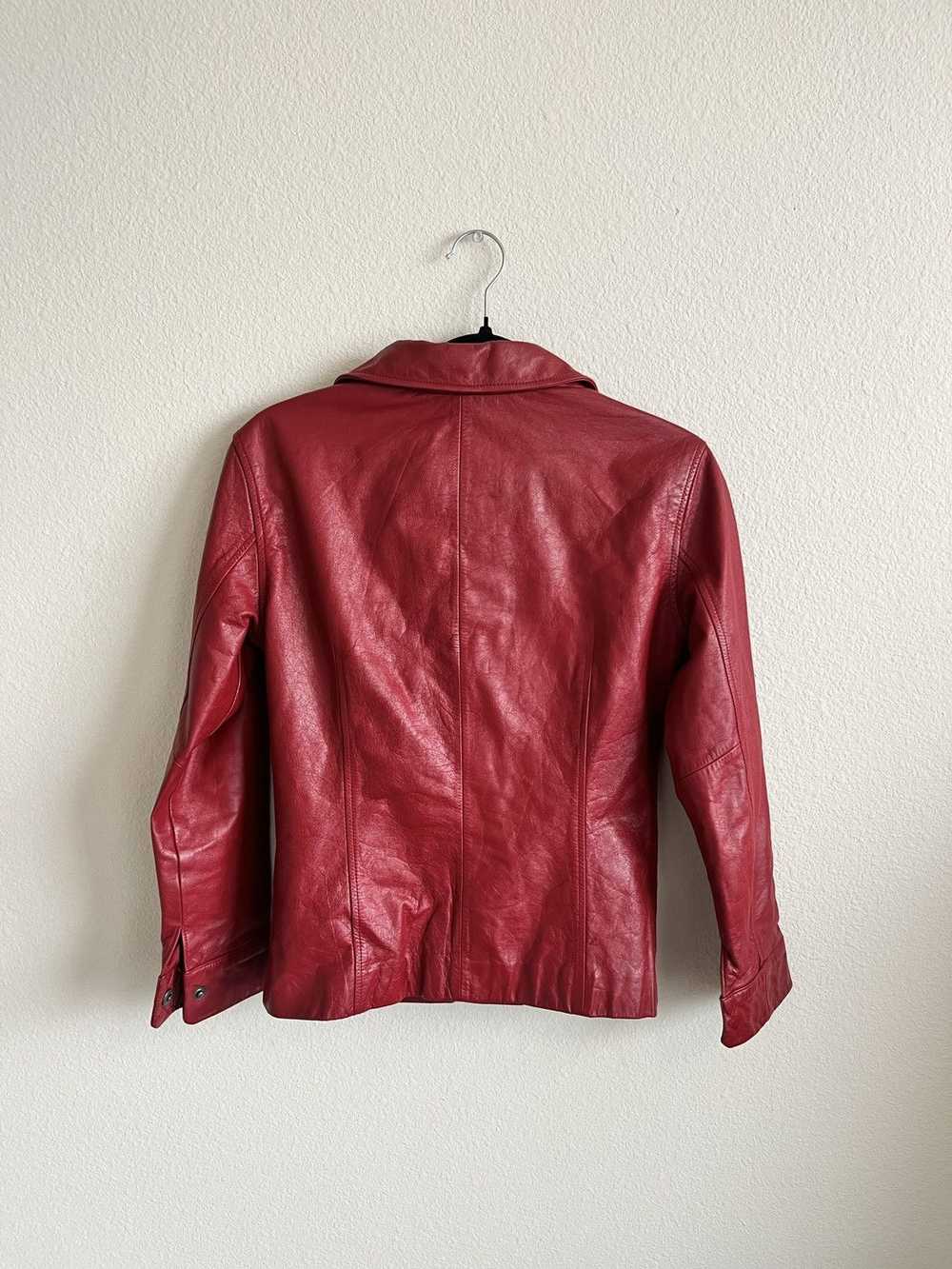 Leather Jacket × Vintage Vintage Women Red leathe… - image 2