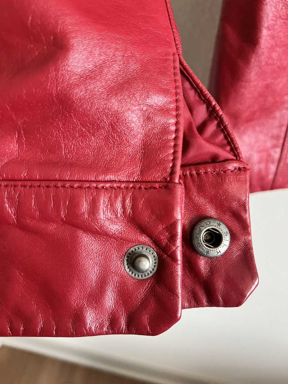 Leather Jacket × Vintage Vintage Women Red leathe… - image 4