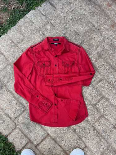 Carbon × Vintage Carbon Red Button Up