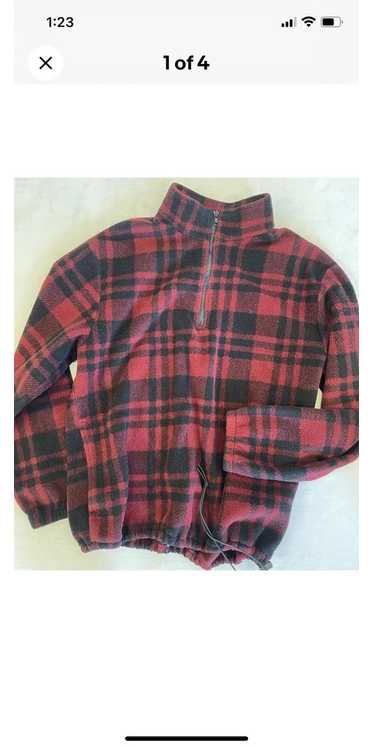 J.Crew Plaid 1/4 Zip Pop-Over Fleece