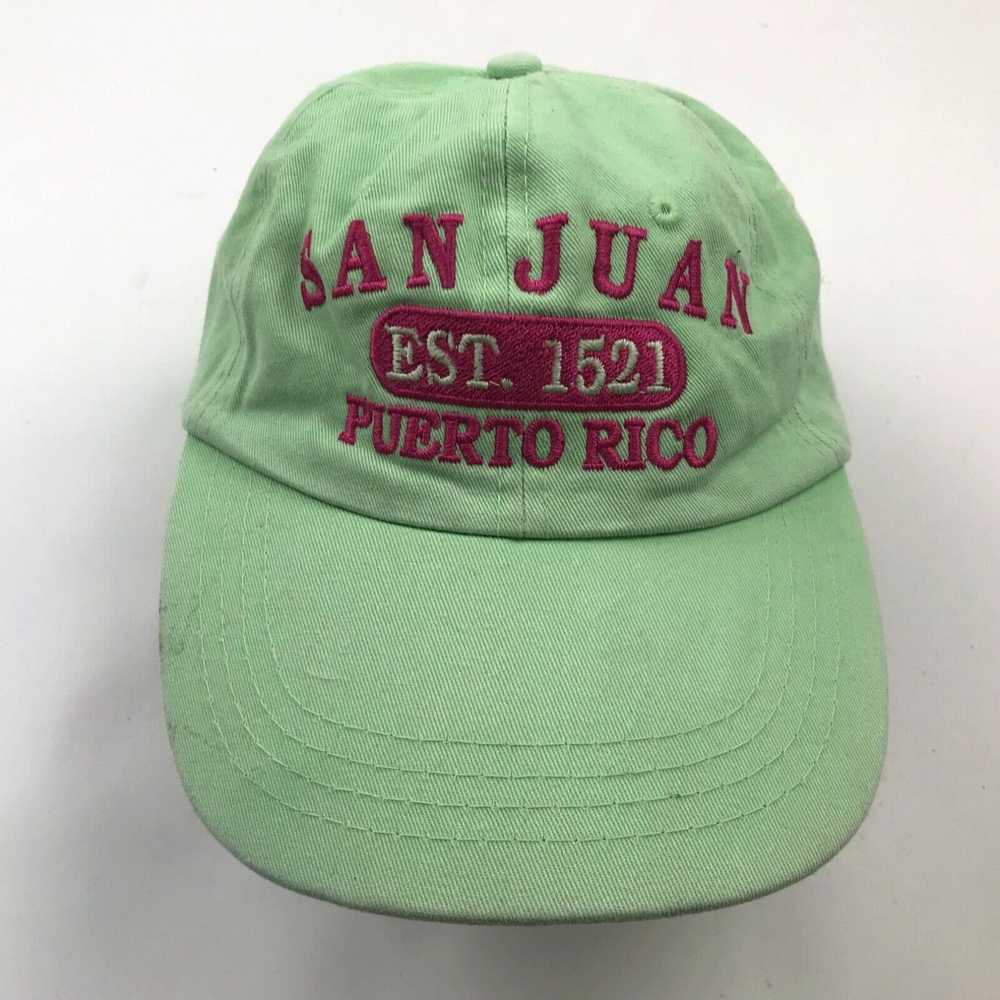 Vintage Puerto Rico Hat Cap Strapback Green Adjus… - image 1
