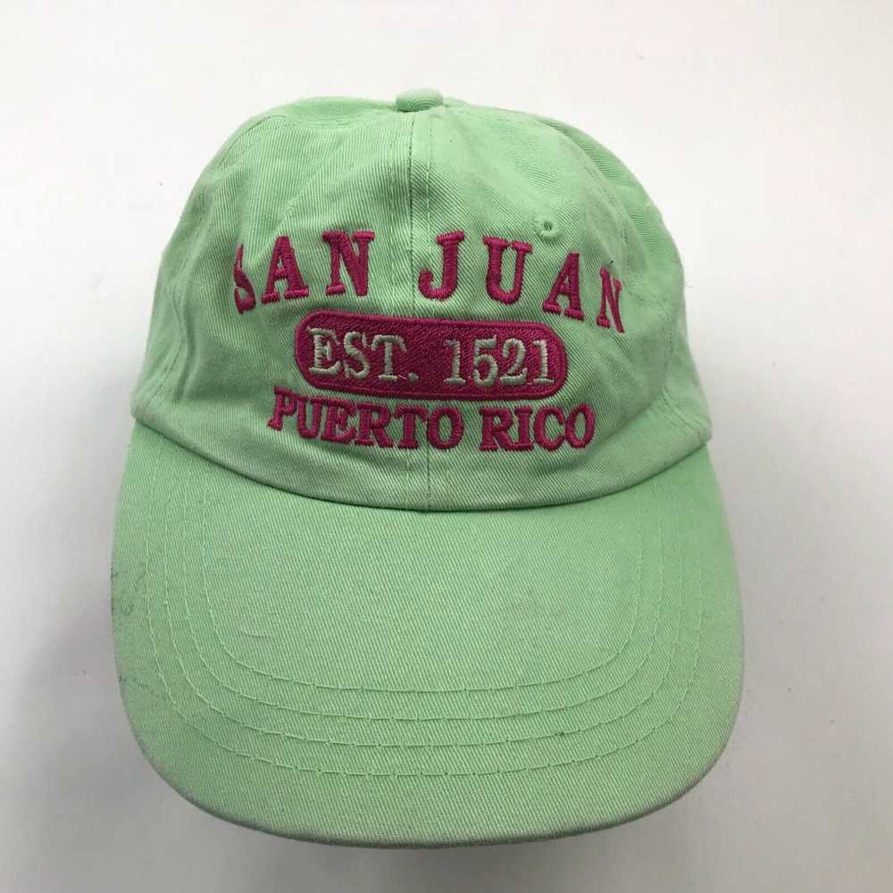 Vintage Puerto Rico Hat Cap Strapback Green Adjus… - image 3