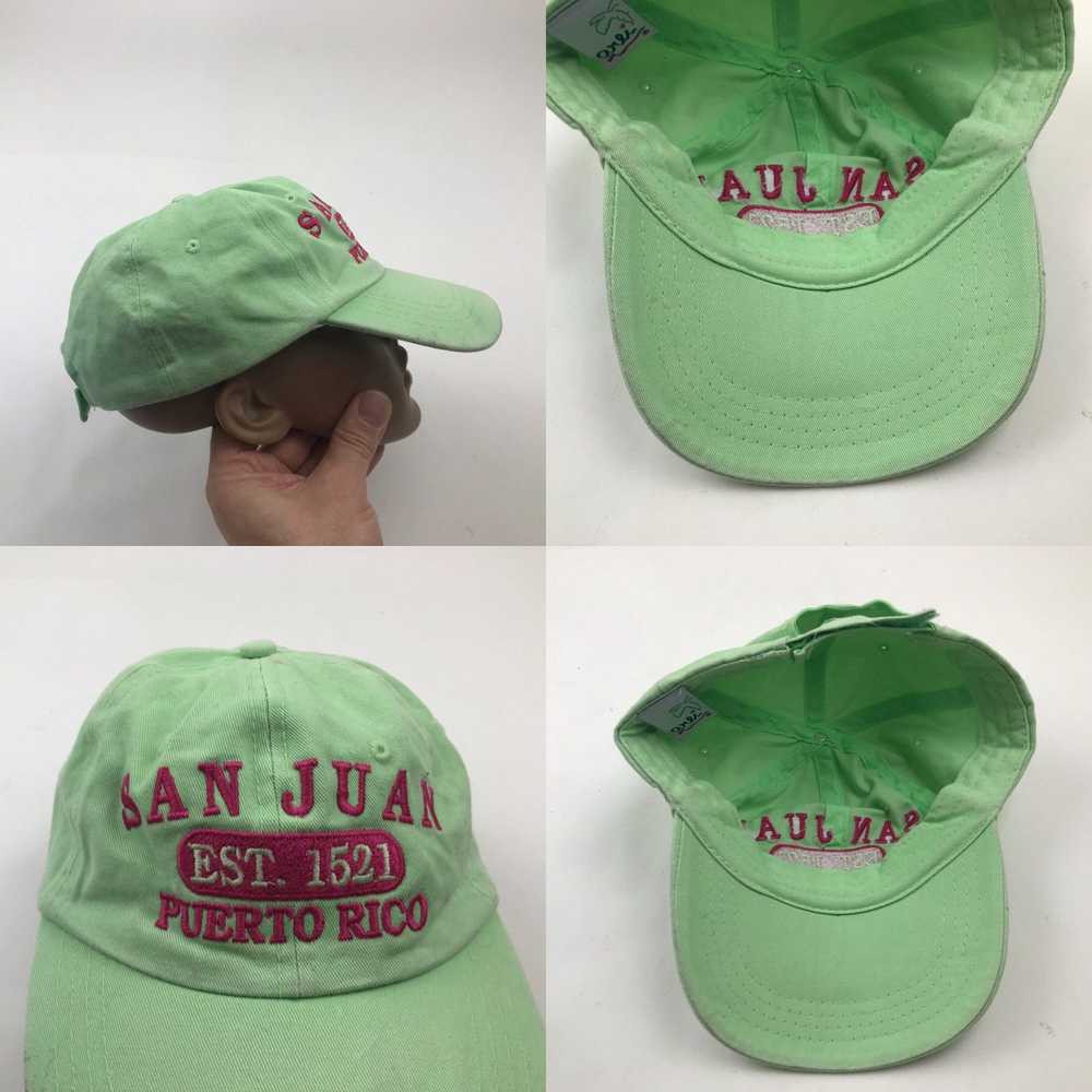 Vintage Puerto Rico Hat Cap Strapback Green Adjus… - image 4