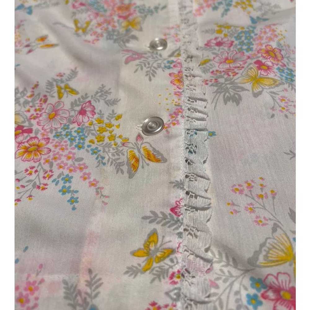 Handmade Vintage Handmade Floral Print Lacey Shir… - image 3