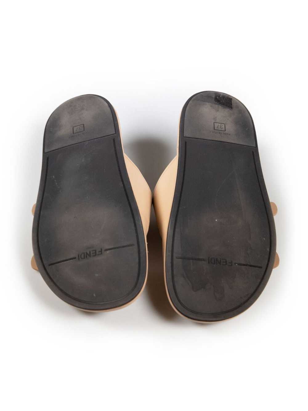 Fendi Beige Leather Feel Buckled Slides - image 4