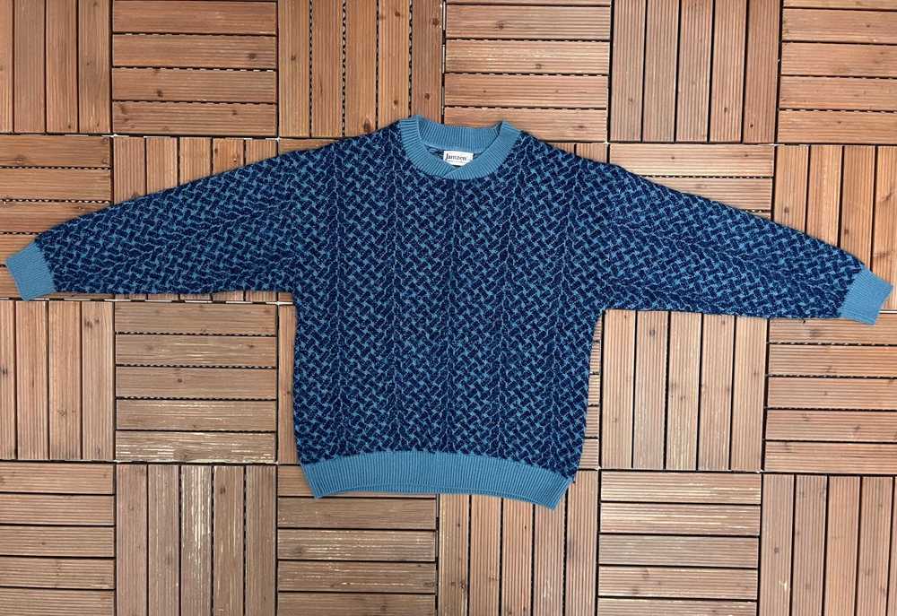 Vintage Jantzen Abstract Vintage Blue Knit Sweater Gem 1904