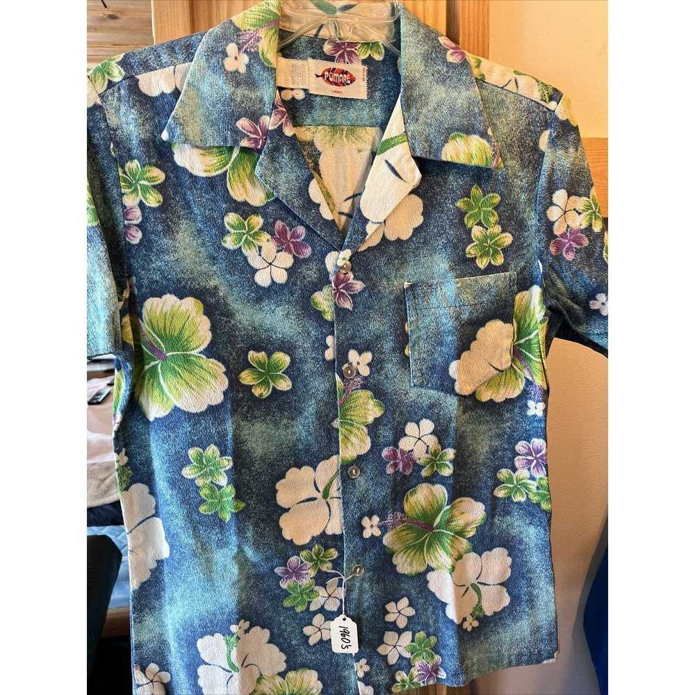 Other Pomare VTG Men’s Small Blue Floral Polyeste… - image 2