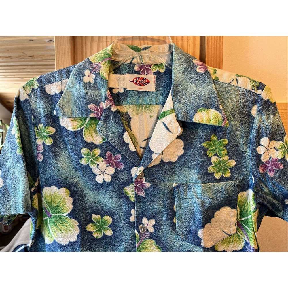 Other Pomare VTG Men’s Small Blue Floral Polyeste… - image 5